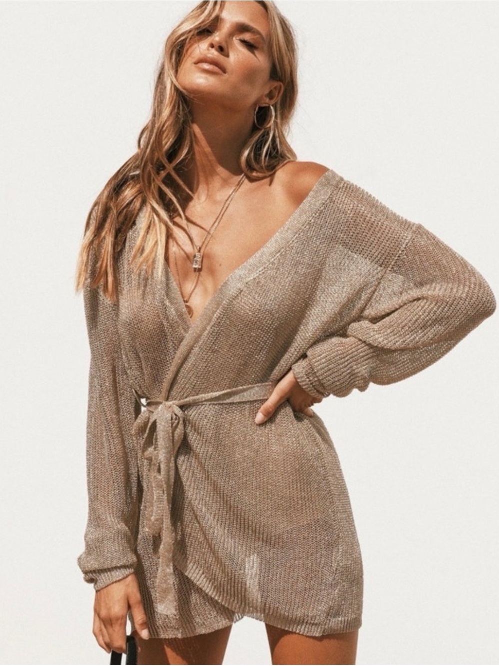 Sparkling Gold Wrap Mini Dress